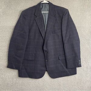 Natural Exchange by Alexander Lloyd Wool Blazer Men 50R Navy Plaid Twill Sport C